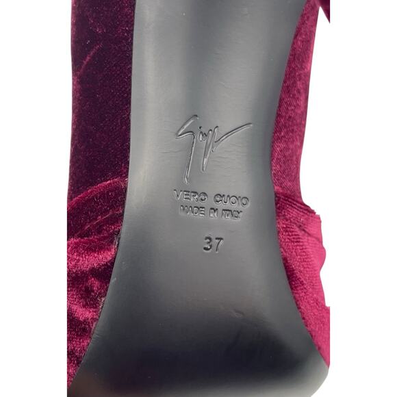 Giuseppe Zanotti Soft Velvet Bow Sock Ankle Boots Size 37 US 7 - Picture 11 of 11